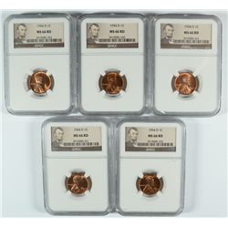 ( 5 ) 1954-D LINCOLN CENTS NGC MS-66 RED GEMS!