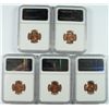 Image 2 : ( 5 ) 1954-D LINCOLN CENTS NGC MS-66 RED GEMS!