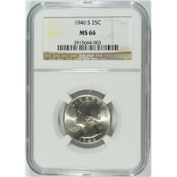 1946-S WASHINGTON QUARTER, NGC MS-66!
