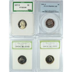 (4) SLABBED PROOF JEFFERSON NICKELS (60, 73-S, 77-S, 01-S)