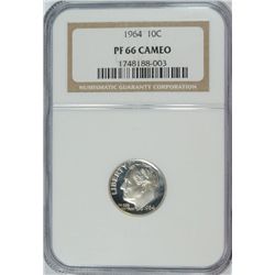 1964 PROOF ROOSEVELT DIME NGC PF-66 CAMEO