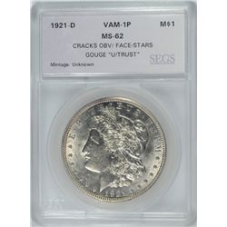 1921-D MORGAN DOLLAR SEGS MS-62 (VAM-1P)