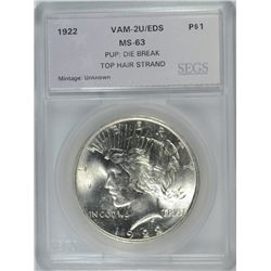 1922 PEACE DOLLAR SEGS MS-63 (VAM-2U,EDS)