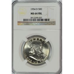 1954-D FRANKLIN HALF DOLLAR NGC MS-64 FBL