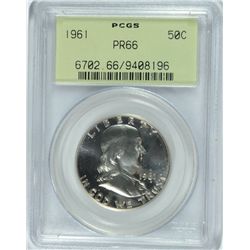 1961 PROOF FRANKLIN HALF DOLLAR PCGS PR-66 OGH