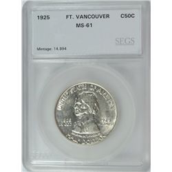 1925 FORT VANCOUVER COMMEN HALF DOLLAR SEGS MS-61