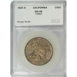 1925-S CALIFORNIA COMMEN HALF DOLLAR SEGS MS-66 TONED