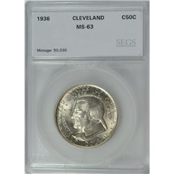 1936 CLEVELAND COMMEN HALF DOLLAR SEGS MS-63