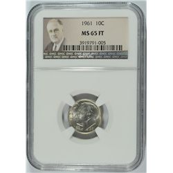 1961 ROOSEVELT DIME, NGC MS-65 FULL TORCH!  RARE!