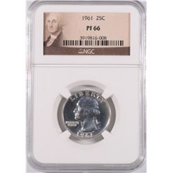 1961 WASHINGTON QUARTER, NGC PROOF-66