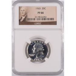 1963 WASHINGTON QUARTER, NGC PROOF-66