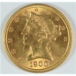 1900 $5.00 GOLD LIBERTY, BU