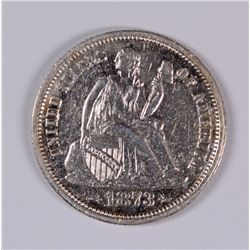 1873 ARROWS SEATED DIME AU/BU