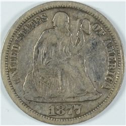 1877-CC SEATED DIME VF/XF