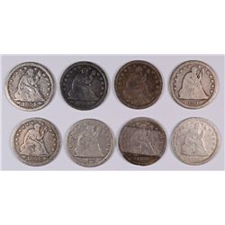 (8) VG+ SEATED LIBERTY QUARTERS