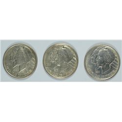 SET OF 1936 (P, D, S) ARKANSAS COMMEN HALF DOLLARS AU