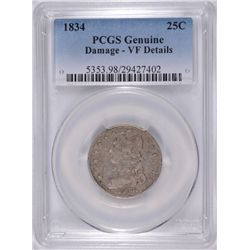 1834 BUST QUARTER PCGS VF DETAILS