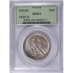 1935-S TEXAS COMMEN HALF DOLLAR PCGS MS-64 OGH