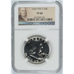 1956 TYPE-2 FRANKLIN HALF DOLLAR,  NGC PROOF-68!