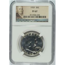 1959 FRANKLIN HALF DOLLAR, NGC PROOF-67 SUPERB!