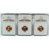 Image 1 : ( 3 ) 1958 LINCOLN CENTS , NGC MS-66 RED  GEMS