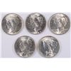 Image 1 : ( 5 ) CHOICE BU PEACE SILVER DOLLARS: 1922, 1923, ( 2 ) 1924 AND 1925