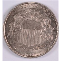1866 SHIELD NICKEL AU/BU NICE! ONE MARK ON OBV., STILL NICE!