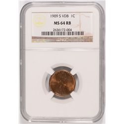 1909-S VDB LINCOLN CENT NGC MS-64 RB