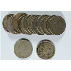 (17) 1890 V-NICKELS VG