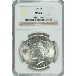 1928 PEACE DOLLAR NGC MS-61
