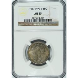 1917 I STANDING LIBERTY QUARTER NGC AU-55