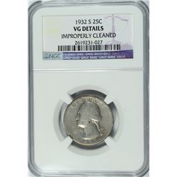 1932-S WASHINGTON QUARTER NGC VG DETAILS
