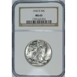 1936-D WALKING LIBERTY HALF DOLLAR NGC MS-65