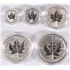 Image 2 : 2004 CANADIAN SILVER MAPLE LEAF ( 5 ) PIECE SET ORIGINAL BOX AND COA,