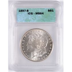 1897-S MORGAN SILVER DOLLAR ICG MS64