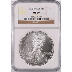 2003 AMERICAN SILVER EAGLE, NGC MS-69 NICE!