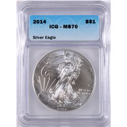 2014 AMERICAN SILVER EAGLE, ICG MS-70!   PREFECT!