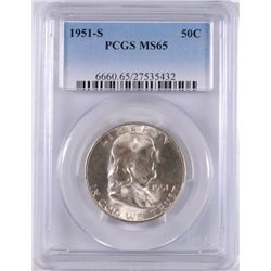 1951-S FRANKLIN HALF DOLLAR, PCGS MS-65 GEM!