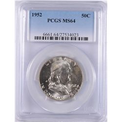 1952 FRANKLIN HALF DOLLAR, PCGS MS-64