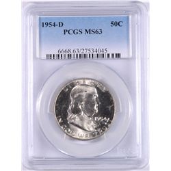 1954-D FRANKLIN HALF DOLLAR, PCGS MS-63