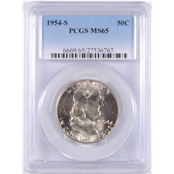 1954-S FRANKLIN HALF DOLLAR, MS-65 GEM!