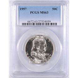 1957 FRANKLIN HALF DOLLAR, PCGS MS-63