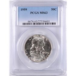 1959 FRANKLIN HALF DOLLAR, PCGS MS-63