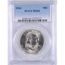 1961 FRANKLIN HALF DOLLAR, PCGS MS-64