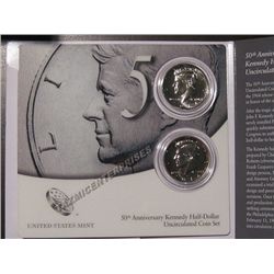 50Th ANNIVERSARY KENNEDY HALF DOLLAR DUAL SET IN ORIG GOVT.PACKAGING, SUPER HOT!