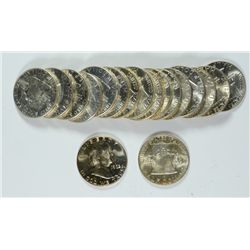 BU ROLL OF FRANKLIN HALF DOLLARS, 1949-1963, BETTER DATES INCLUDED!
