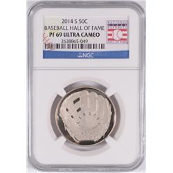 2014 U.S. MINT BASEBALL HALL OF FAME COMMEM. 1/2 DOLLAR, NGC PF-69 ULTRA CAMEO!