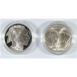2001 BUFFALO COMMEMORATIVE DOLLAR SET, PROOF AND BU IN ORIGINAL BOX AND COA