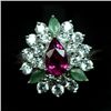 Image 1 : WHITE GOLD OVER STERLING SILVER EMERALD, RUBELLITE RING