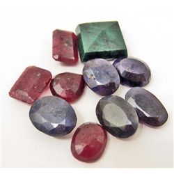 LOT OF 96.1 CTS OF EMERALDS, RUBIES & SAPPHIRES MIX - 10 PCS